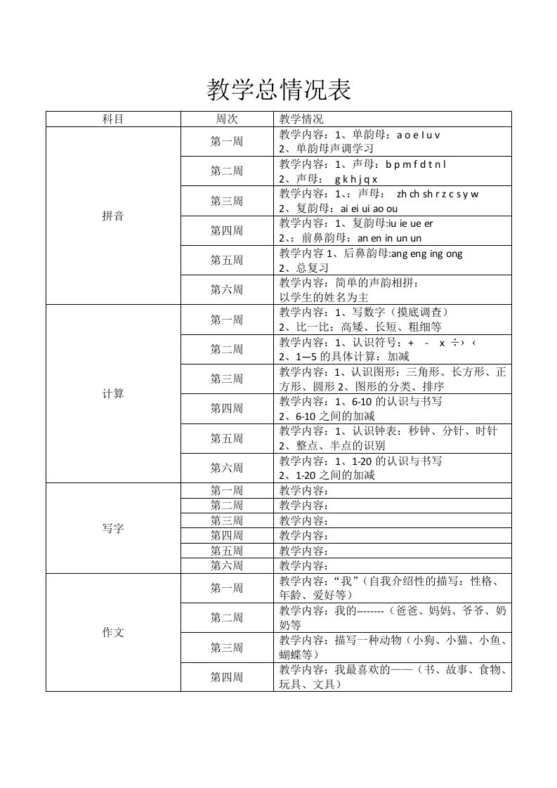 幼小衔接学习内容