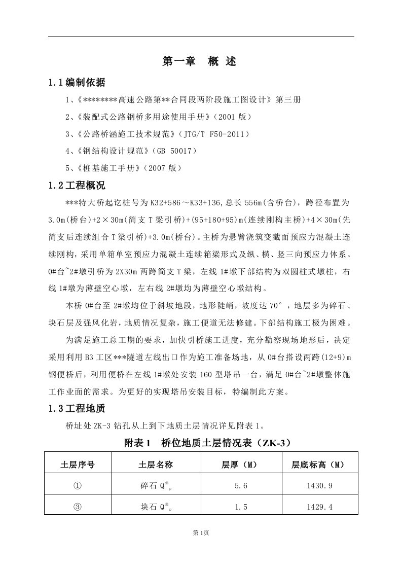 桥隧结合处0#台钢便桥专项施工方案