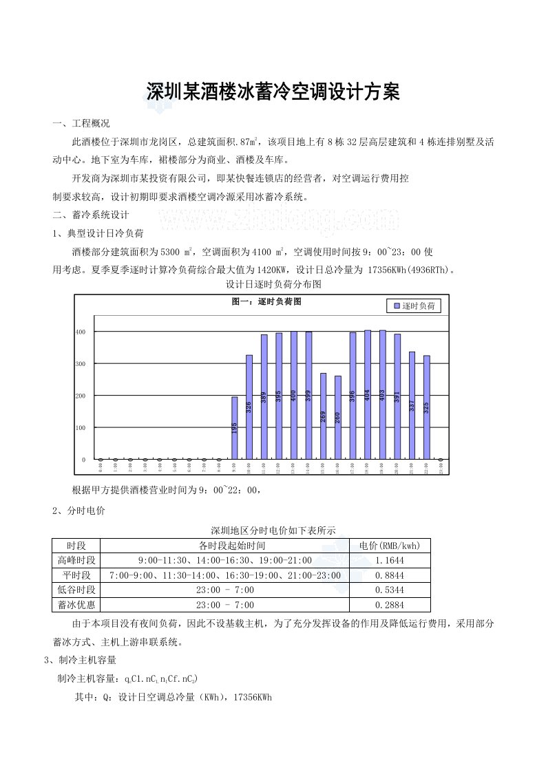 酒类资料-深圳某酒楼冰蓄冷空调设计方案