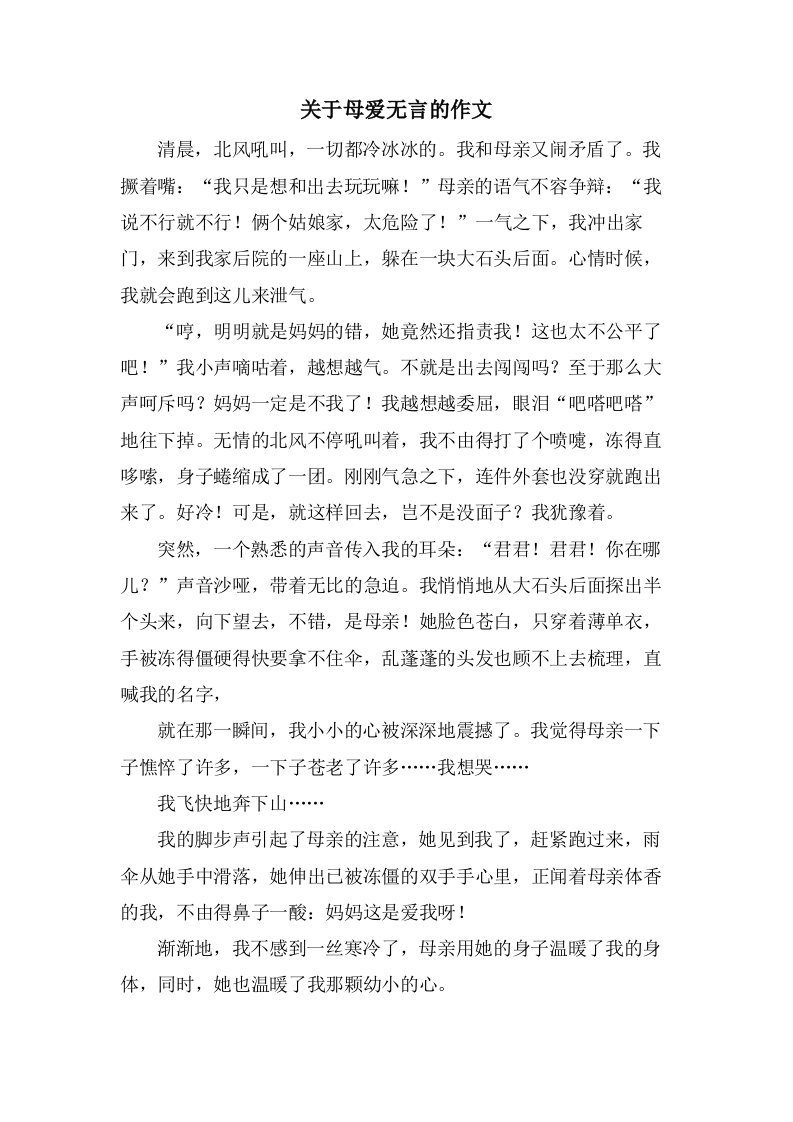 关于母爱无言的作文