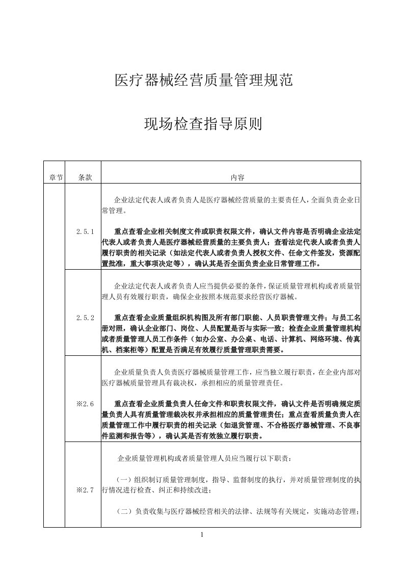 医疗器械经营质量管理规范现场检查指导原则