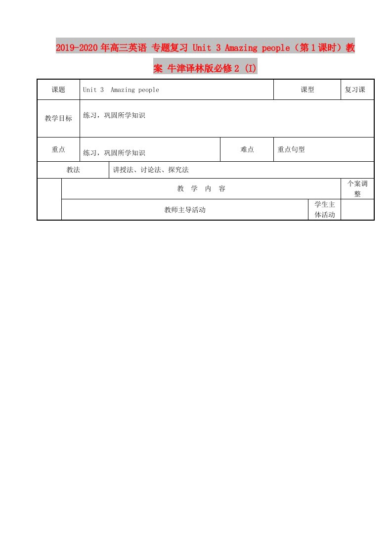 2019-2020年高三英语