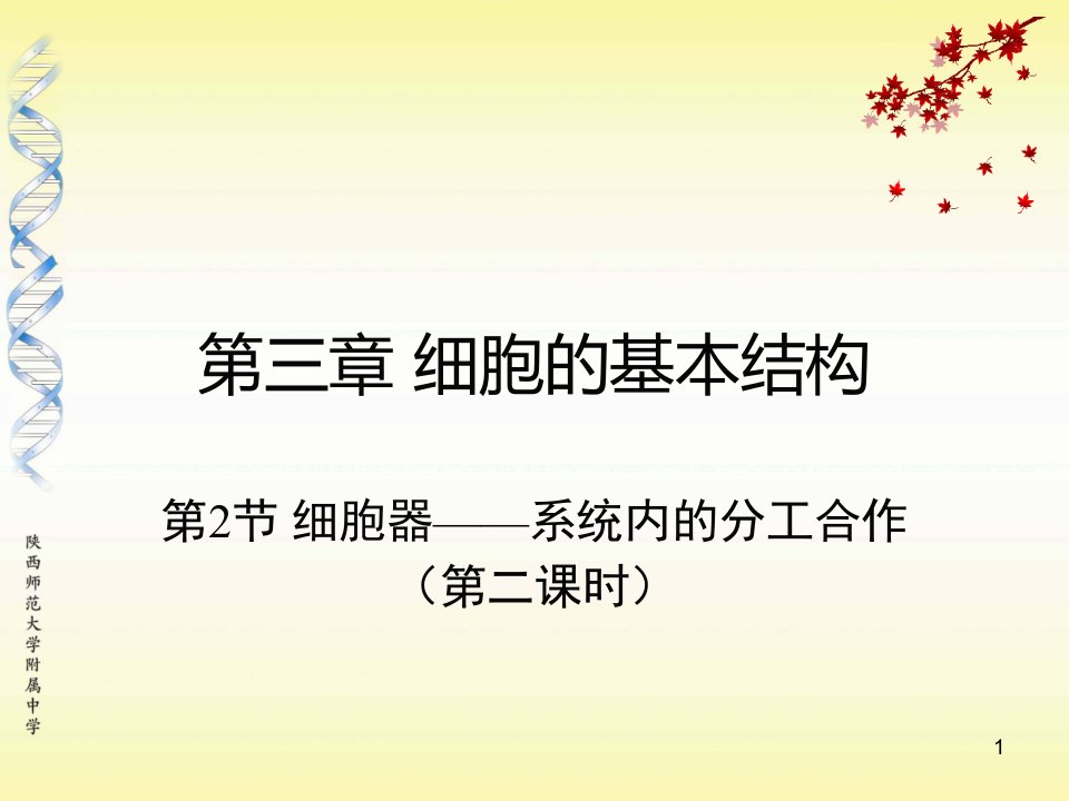 高中一年级生物必修1第3章细胞的基本结构第2节细胞器──系统内的分工合作第二课时课件