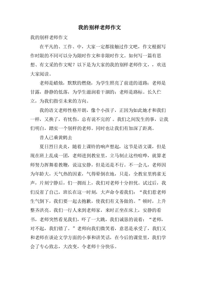 我的别样老师作文