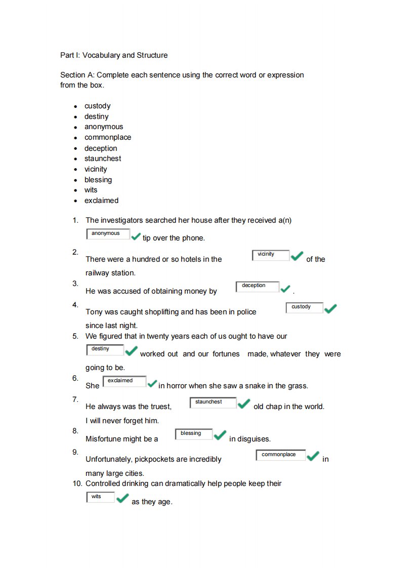 新标准大学英语(第二版)综合教程2unit3unittest