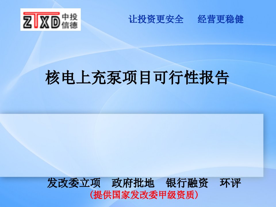 核电上充泵项目可行性研究报告