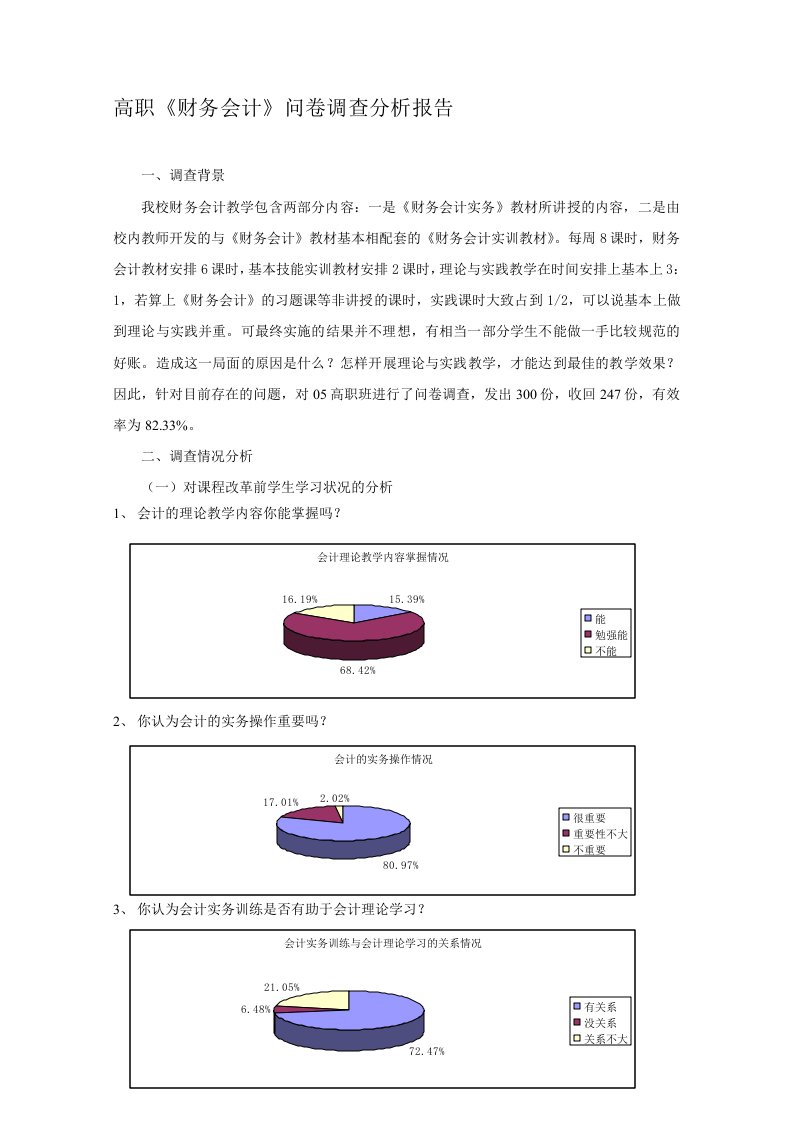 论文—高职财务会计问卷调查分析报告