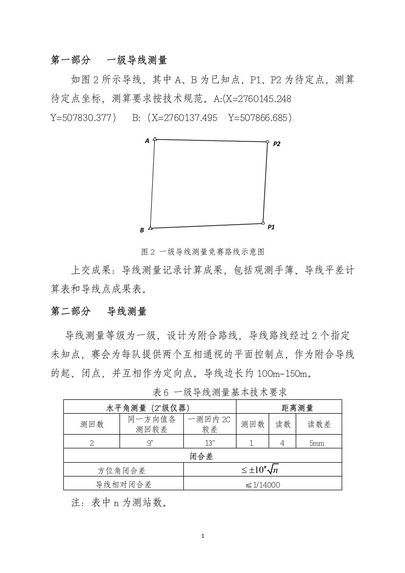 一级导线测量注意事项及范例