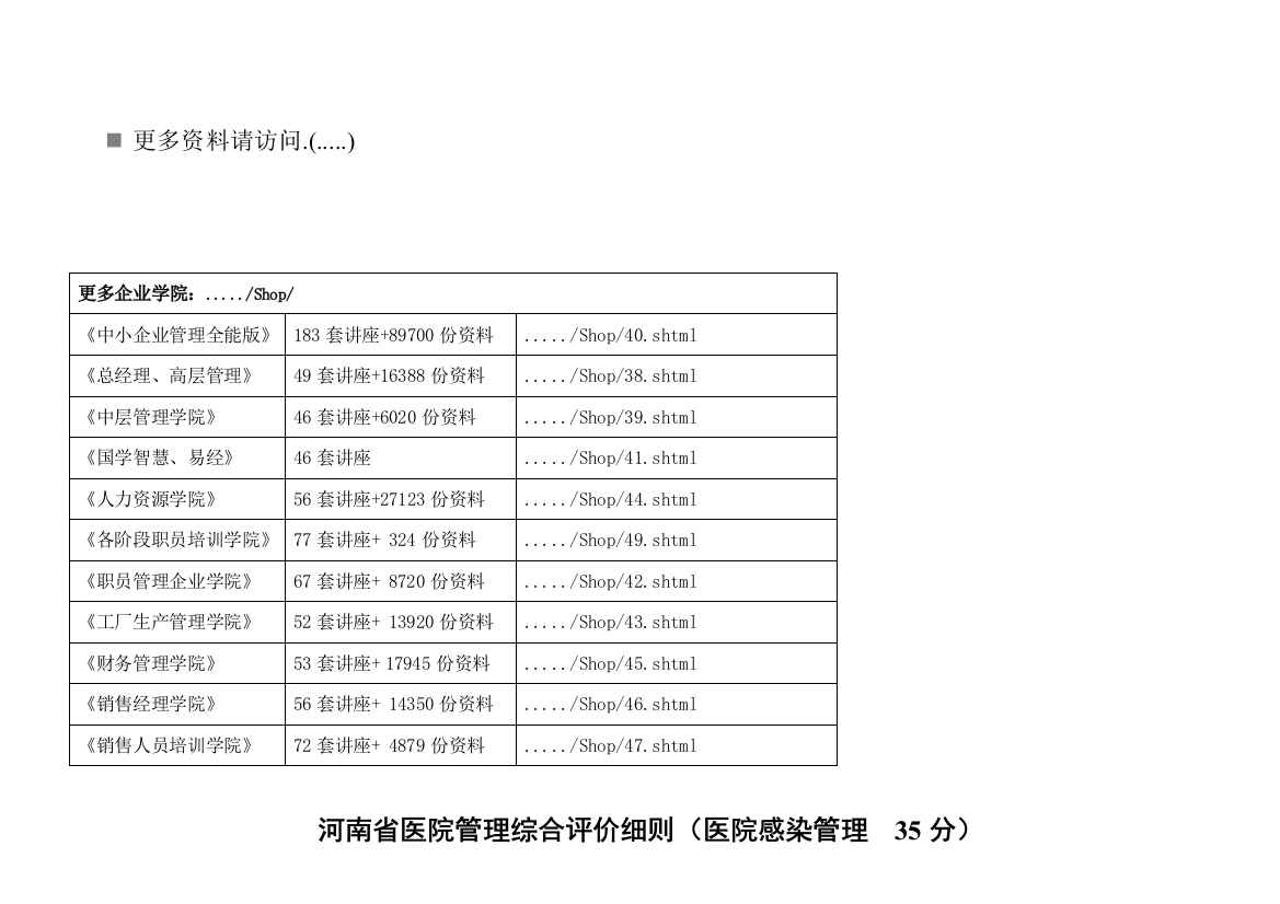 省医院管理综合评价制度样本