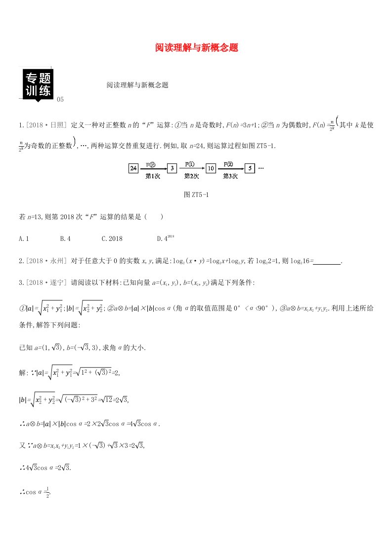 湖南省2019年中考数学总复习专题训练05阅读理解与新概念题练习