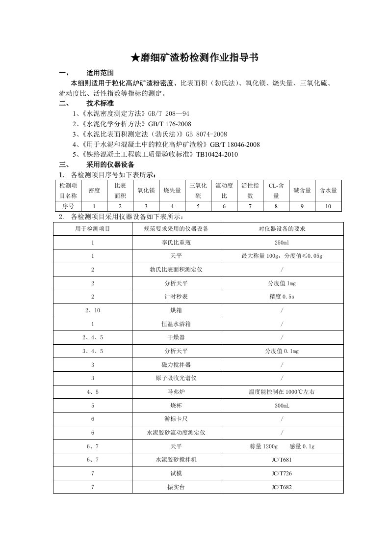 矿粉检测作业指导书