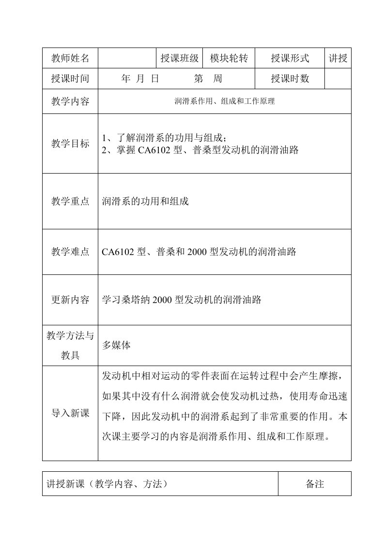 润滑系作用、组成和工作原理