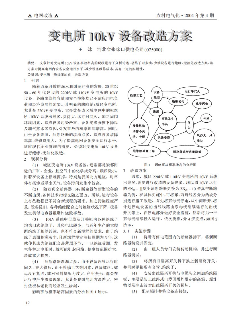 变电所10kV设备改造方案