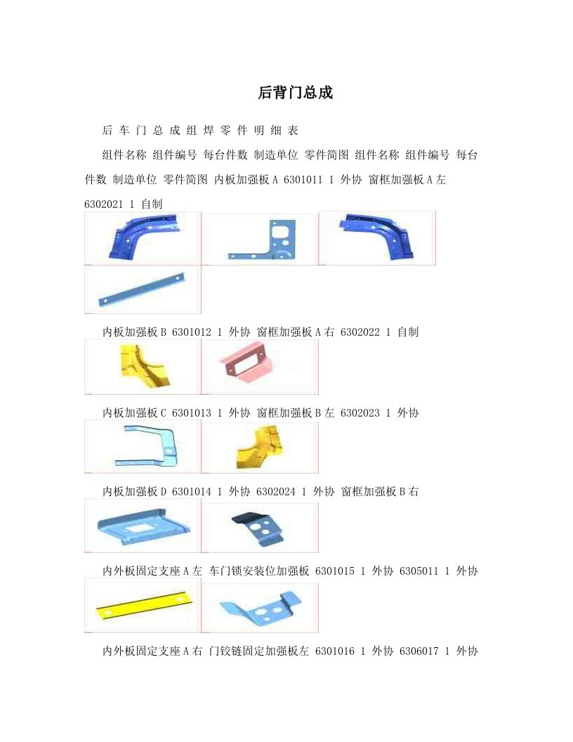 后背门总成