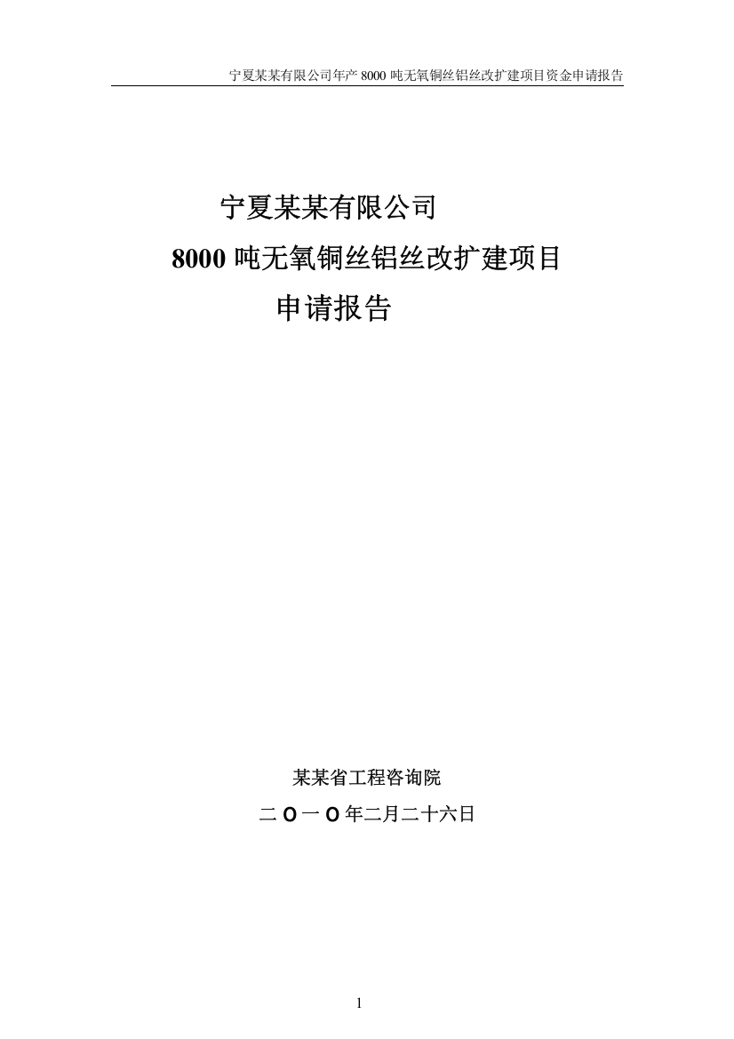 某有限公司8000吨无氧铜丝铝丝改扩建项目建设可行性研究报告