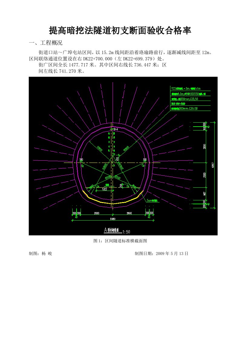 提高暗挖法隧道初支断面验收合格率QC成果汇报