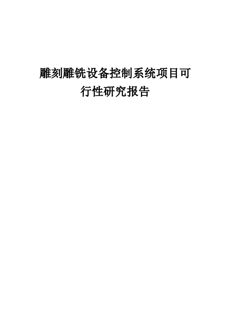 2024年雕刻雕铣设备控制系统项目可行性研究报告