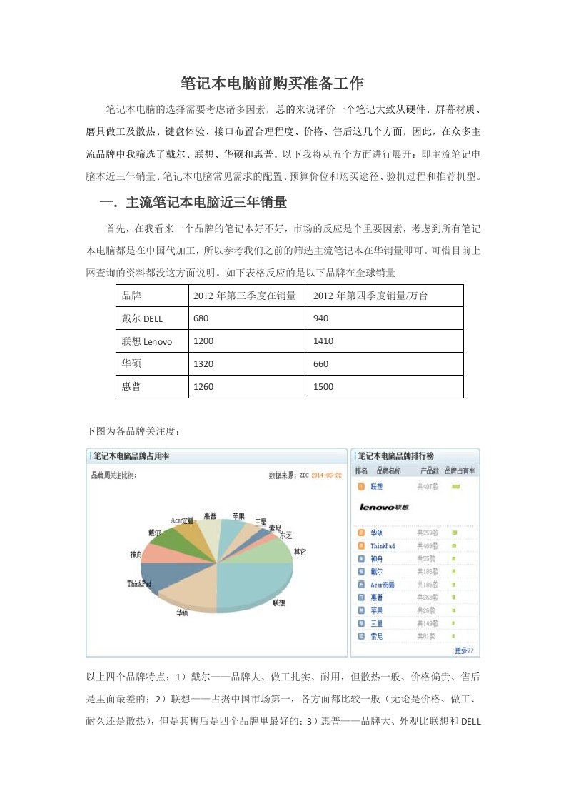 笔记本电脑购买前的准备工作