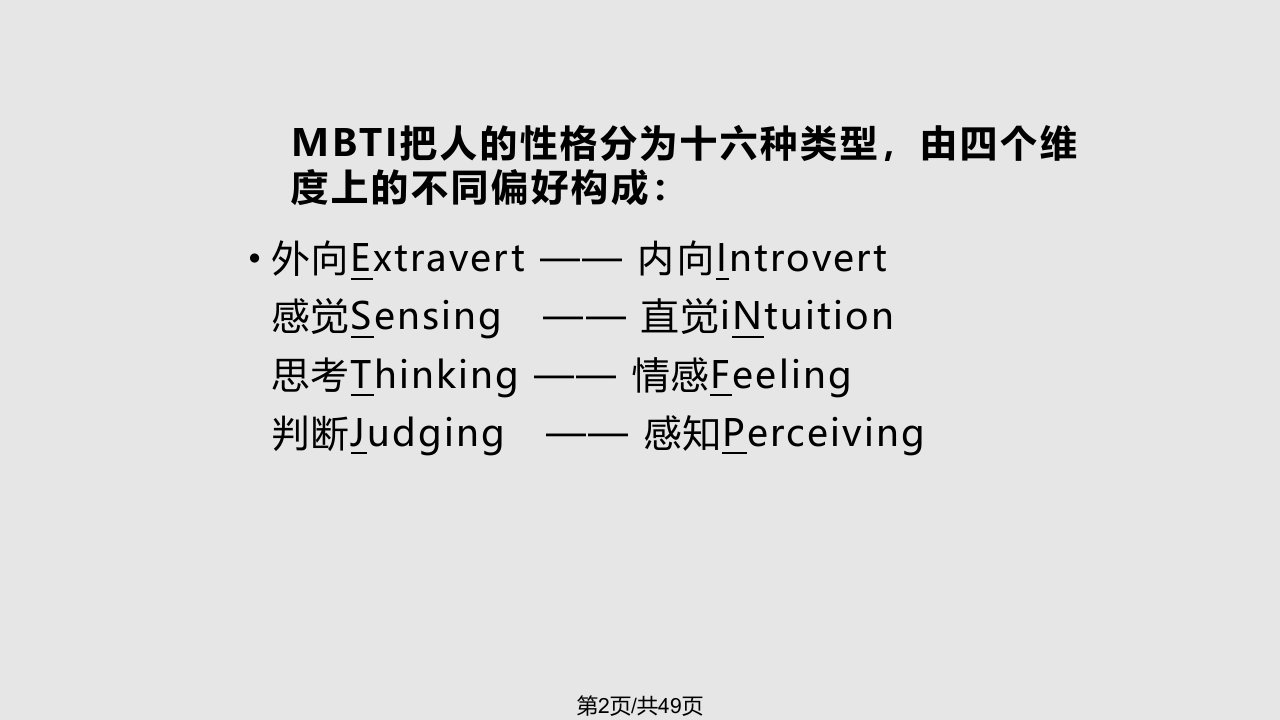 MBTI职业性格测试