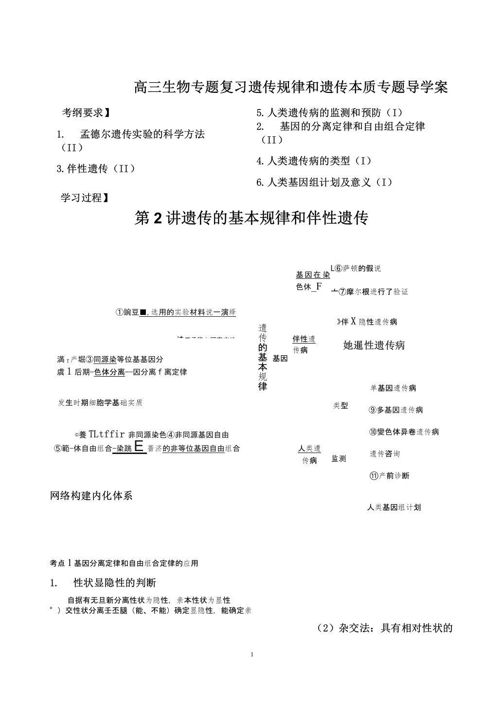 高三生物专题复习遗传规律和遗传本质专题导学案