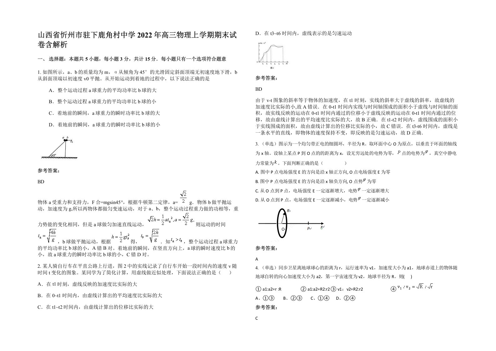 山西省忻州市驻下鹿角村中学2022年高三物理上学期期末试卷含解析