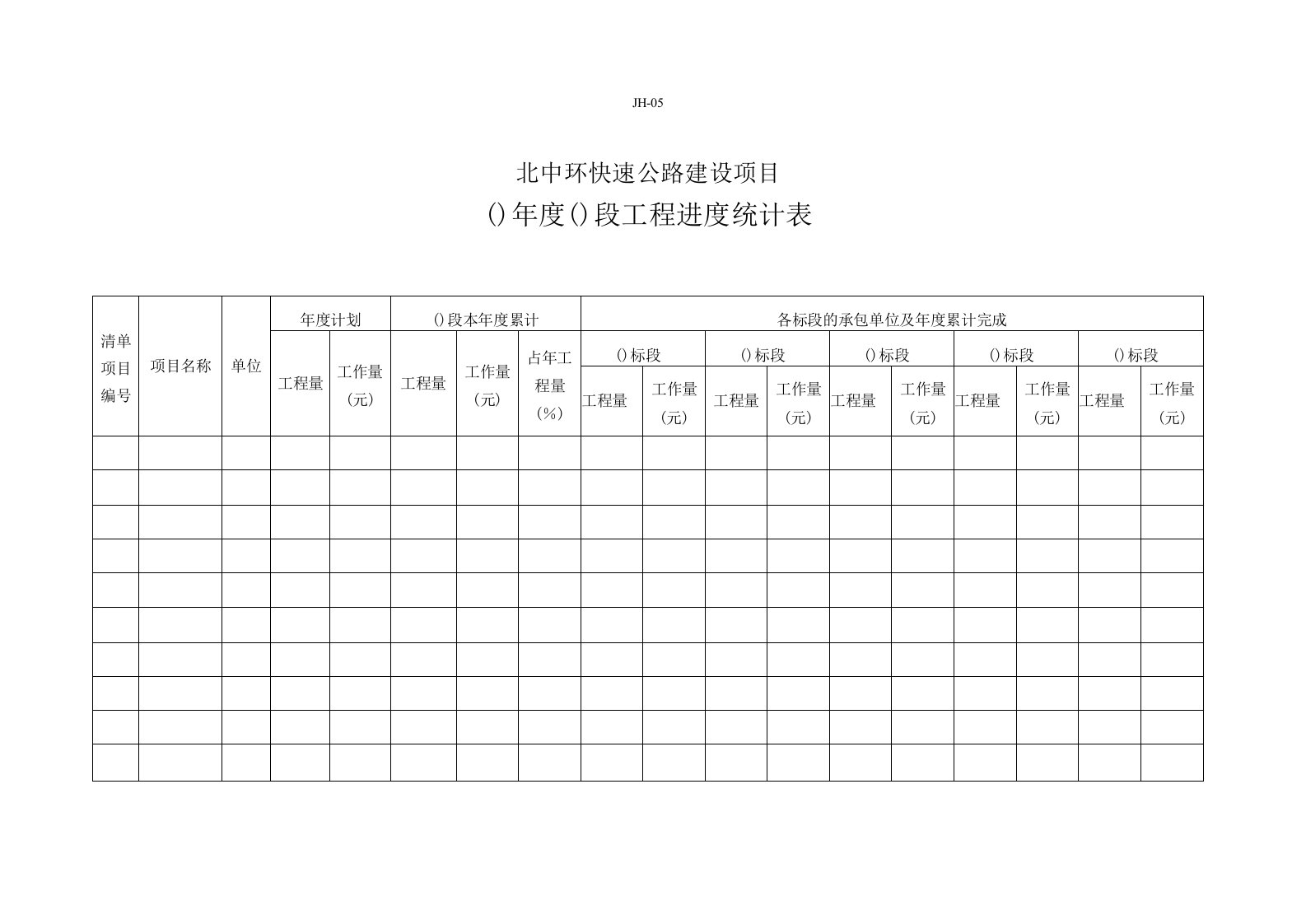 工程进度统计表