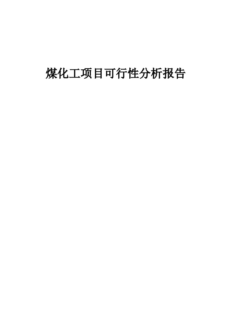 煤化工项目可行性分析报告