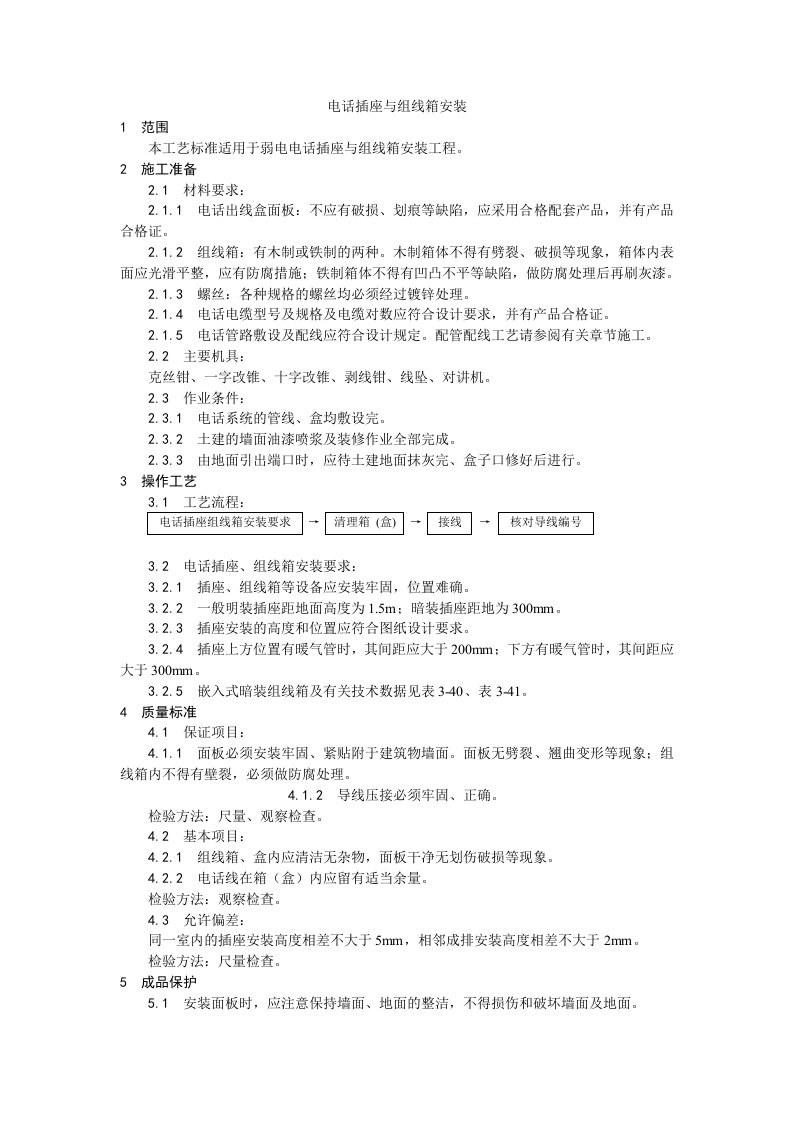 工程资料-019电话插座与组线箱安装