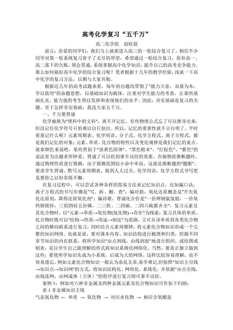 高考化学复习方法建议