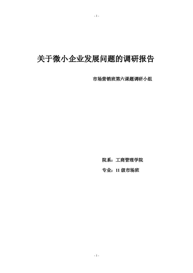 微小企业发展问题的调研报告