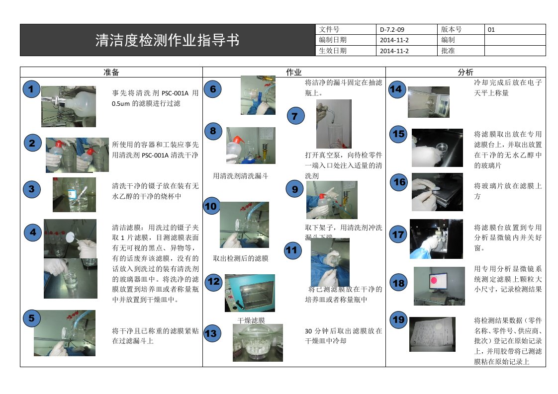 清洁度检测作业指导书