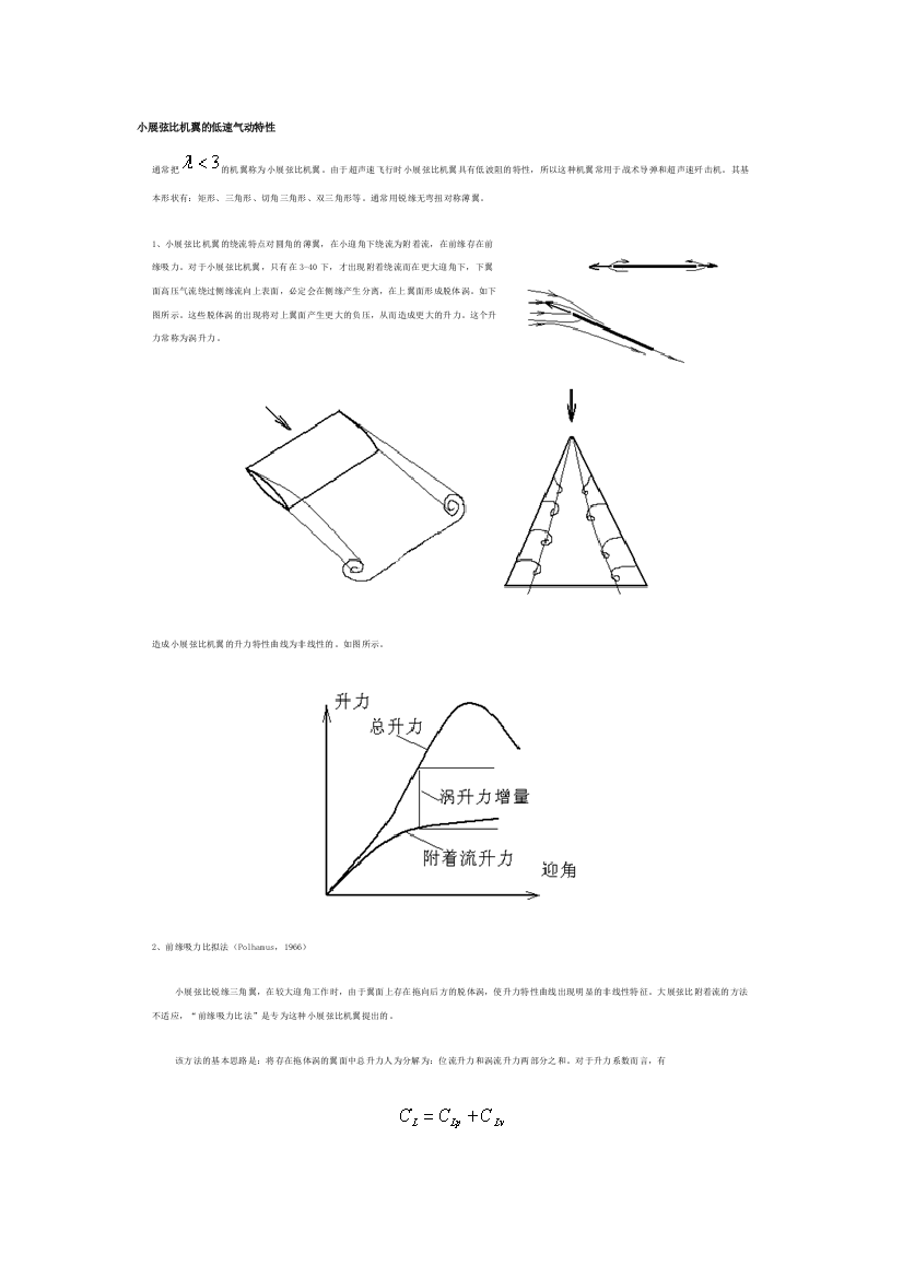 小展弦比机翼的低速气动特性