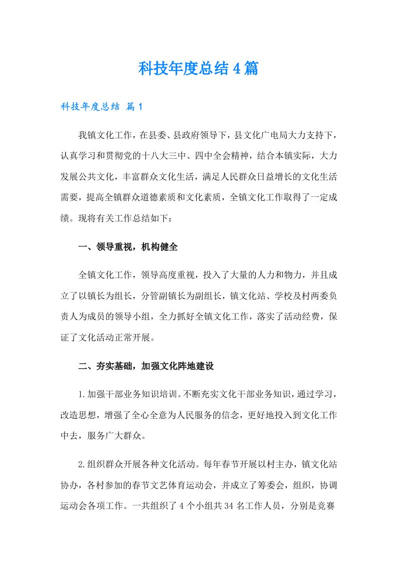 （可编辑）科技年度总结4篇