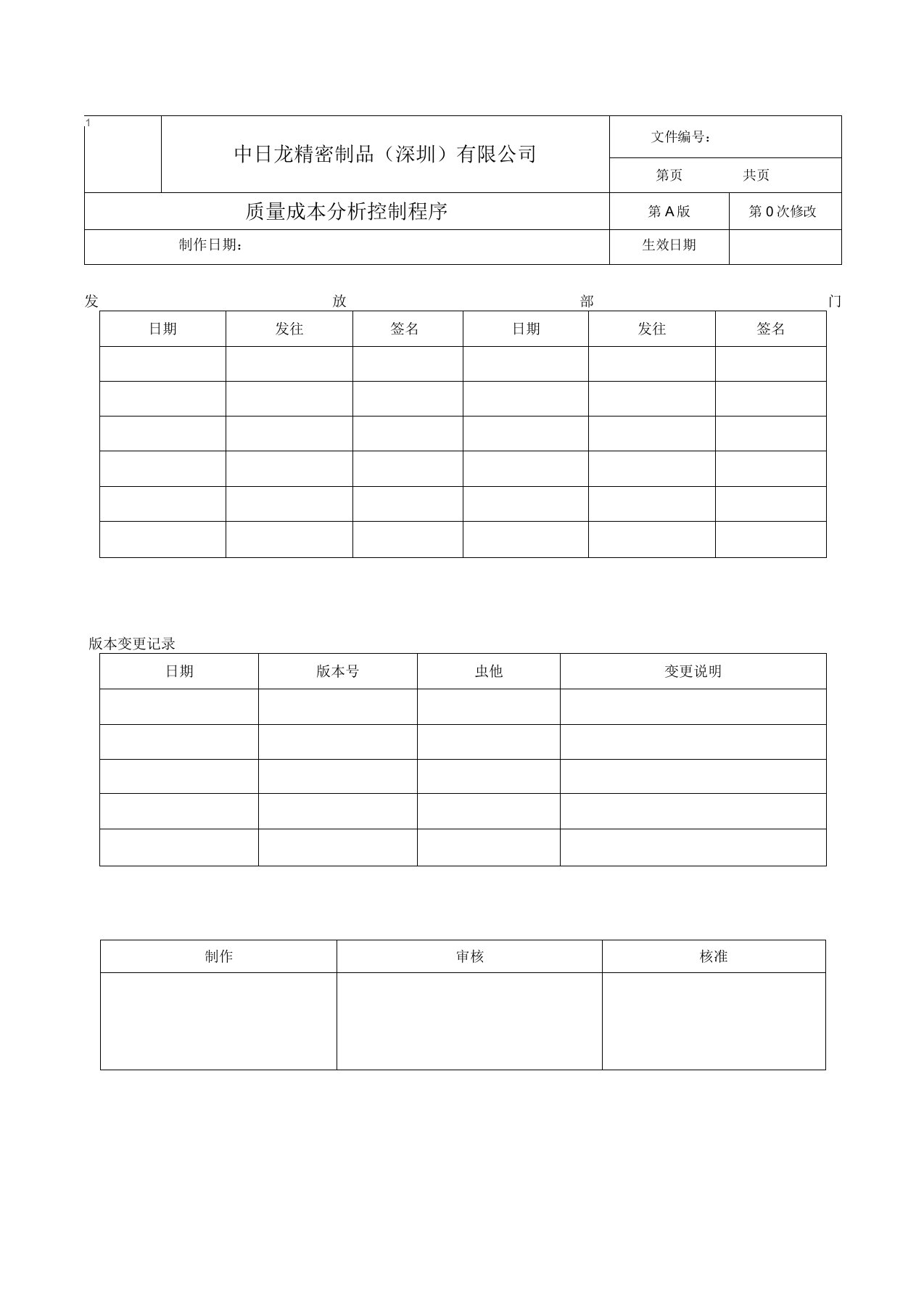 质量成本分析控制程序