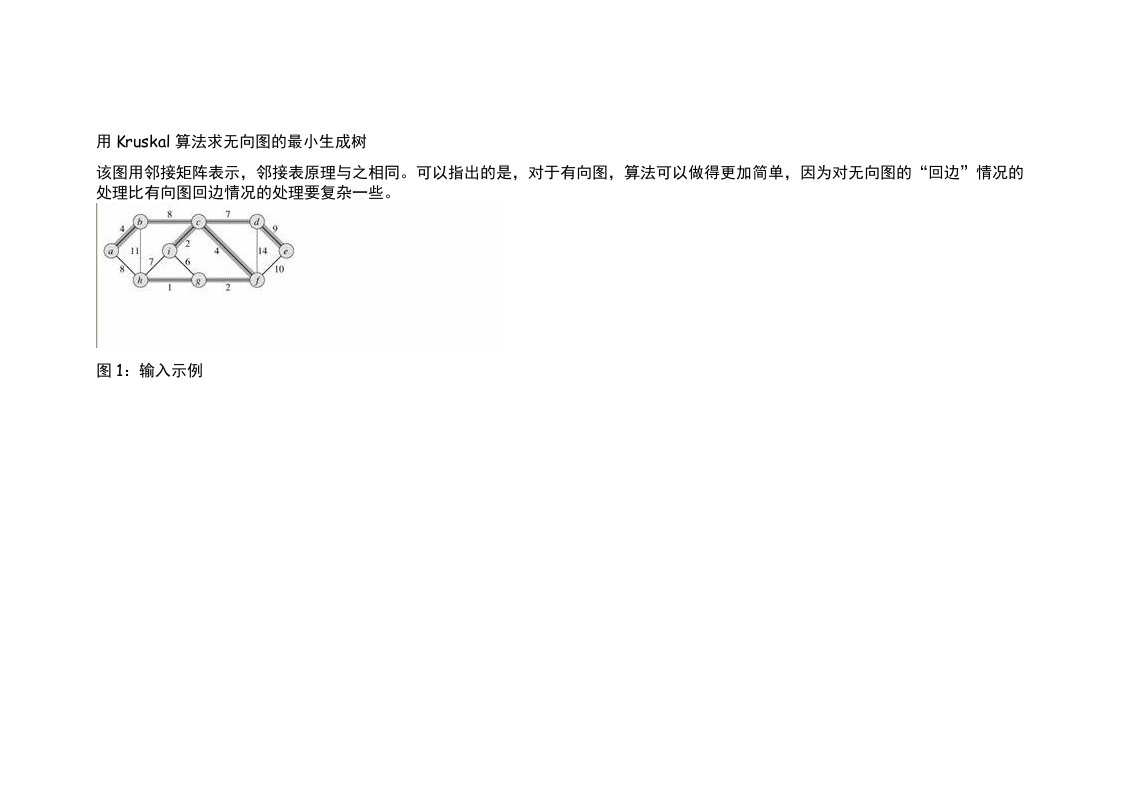 用Kruskal算法求无向图的最小生成树