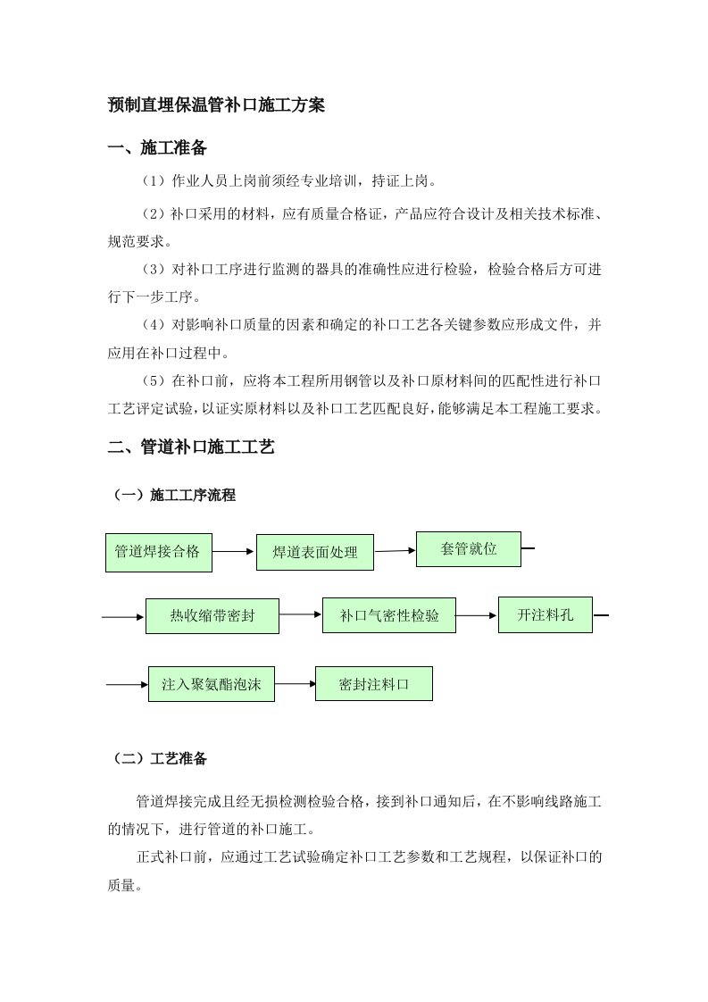 预制直埋保温管补口施工方案