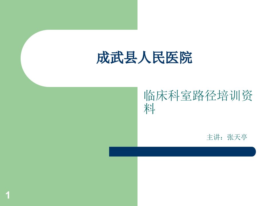 成武县人民医院临床路径培训资料