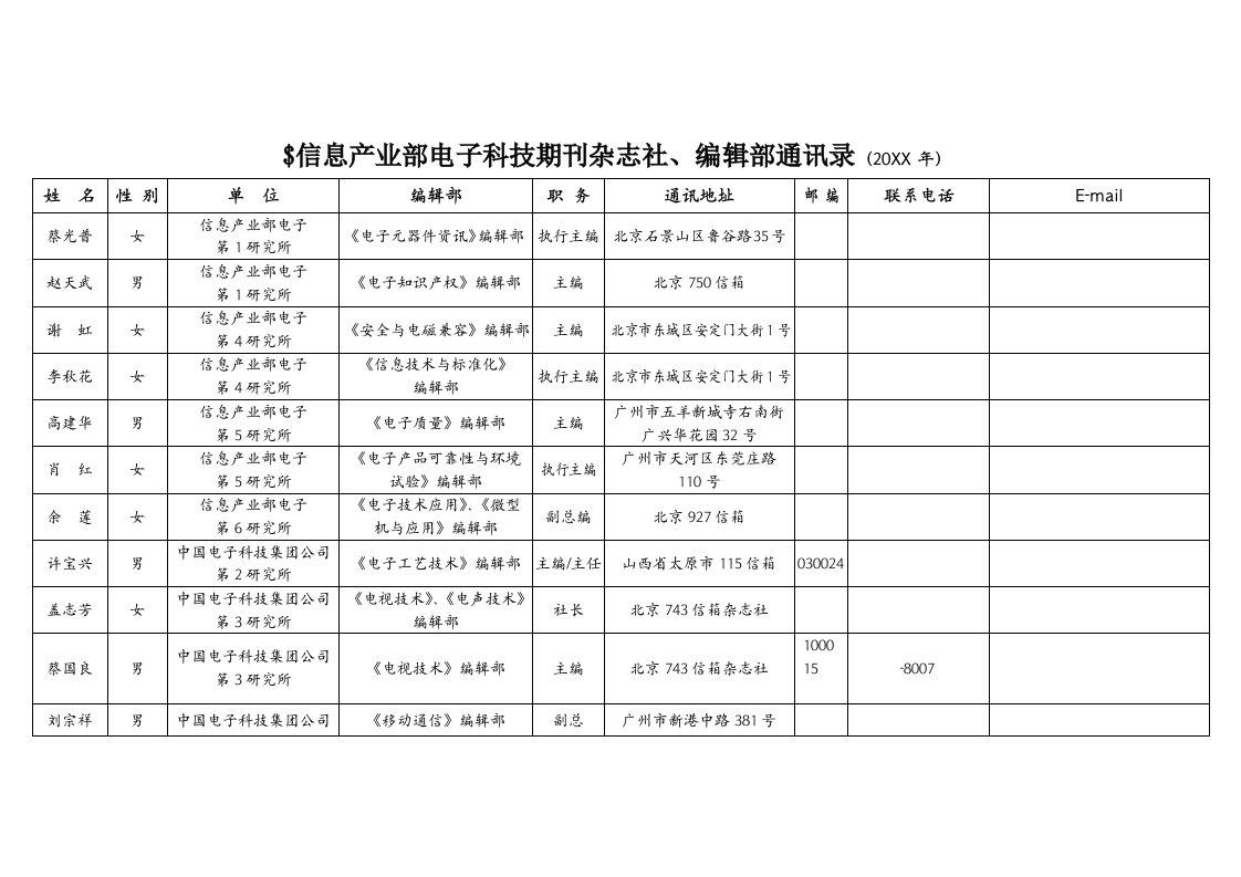 信息产业部电子科技期刊杂志社