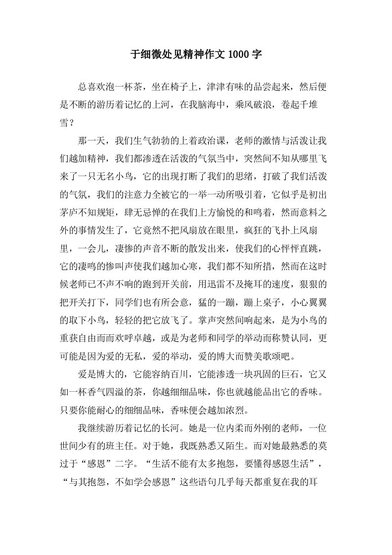 于细微处见精神作文1000字