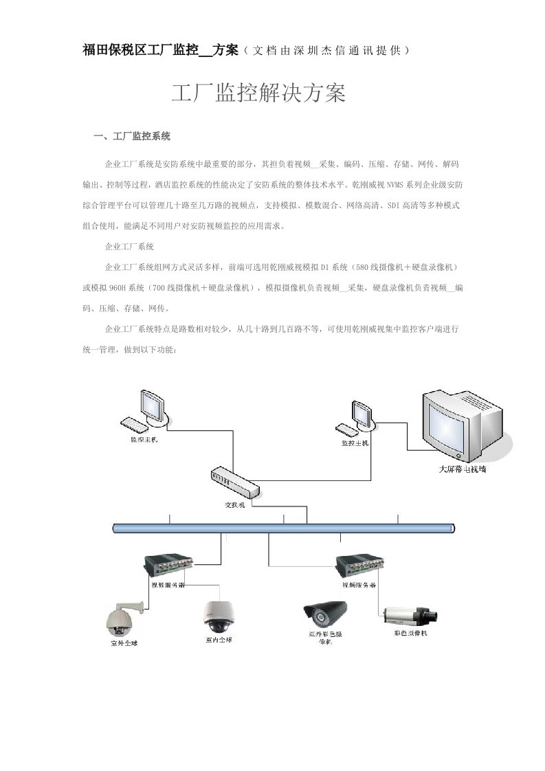 福田保税区工厂监控安装方案