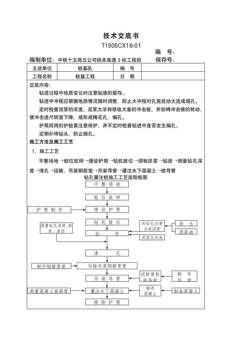 冲击钻施工技术交底