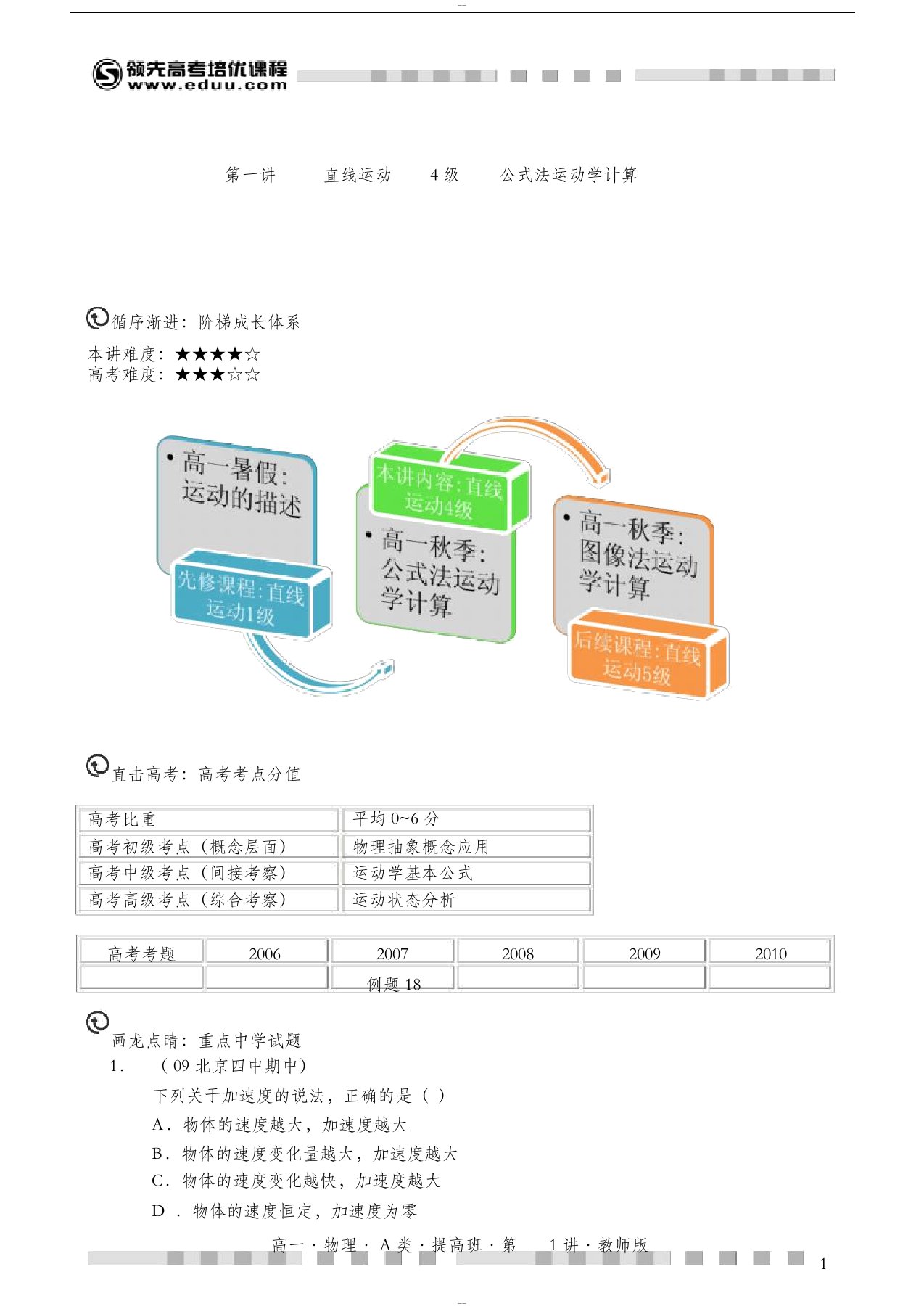 学而思高一物理讲义