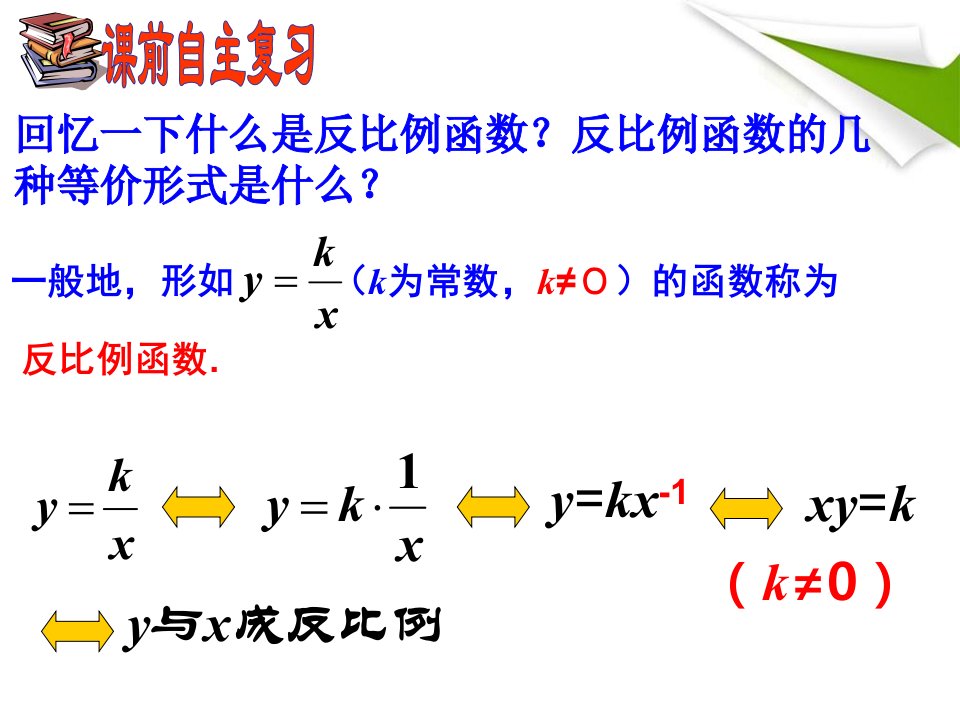 17.1.2反比例函数的图象和性质1