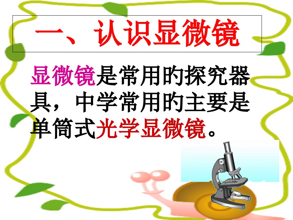 人教版九年级上册生物第一节练习使用显微镜市公开课获奖课件省名师示范课获奖课件