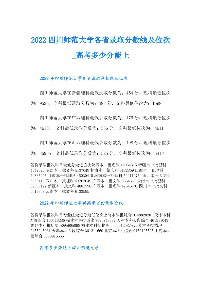 四川师范大学各省录取分数线及位次_高考多少分能上