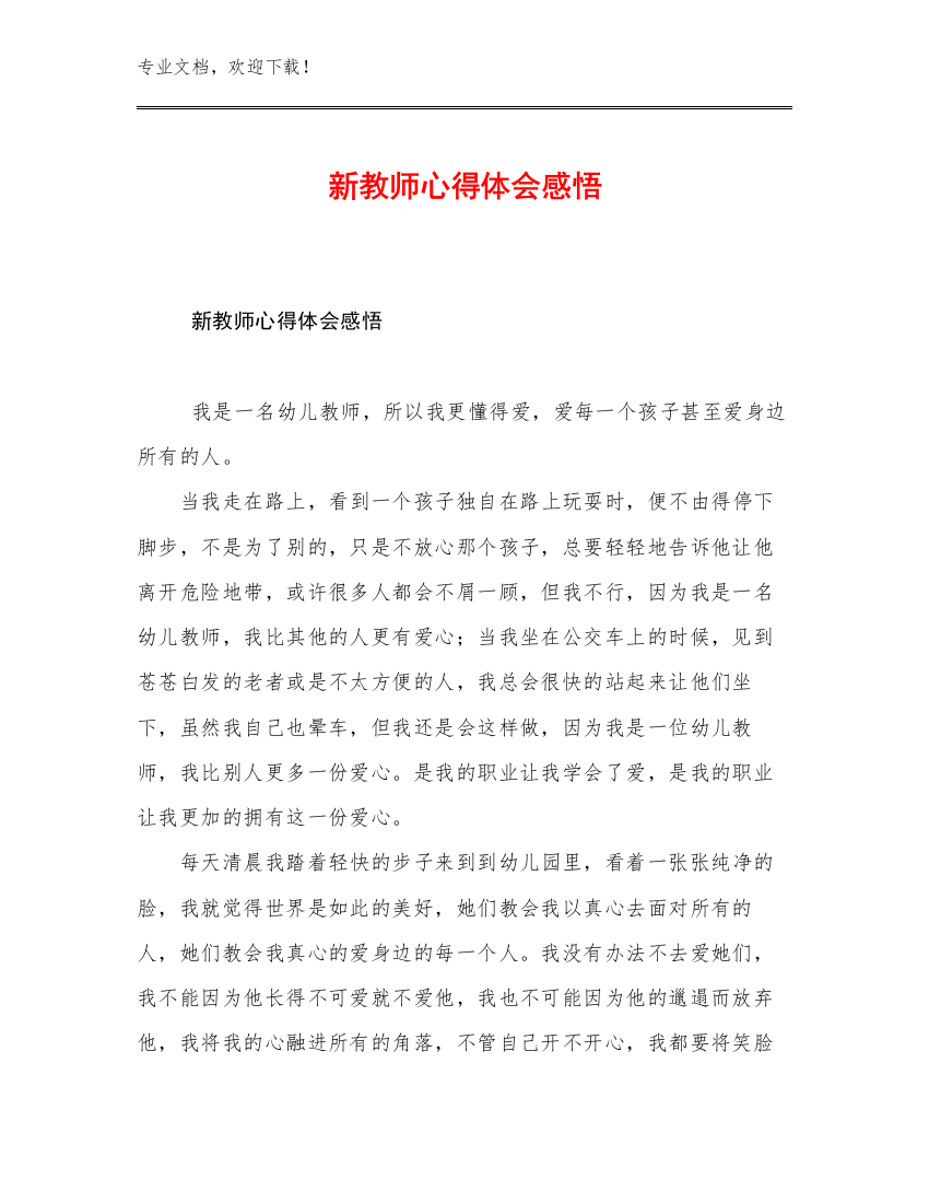 最新新教师心得体会感悟例文13篇文档选编