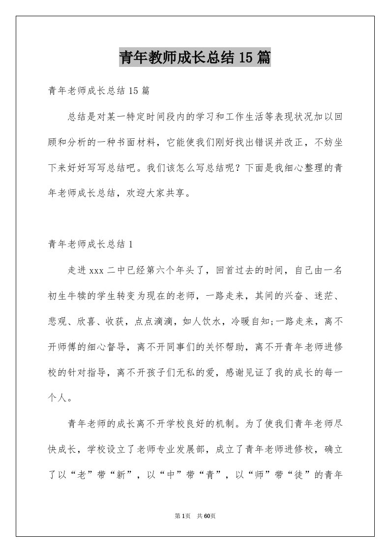 青年教师成长总结15篇