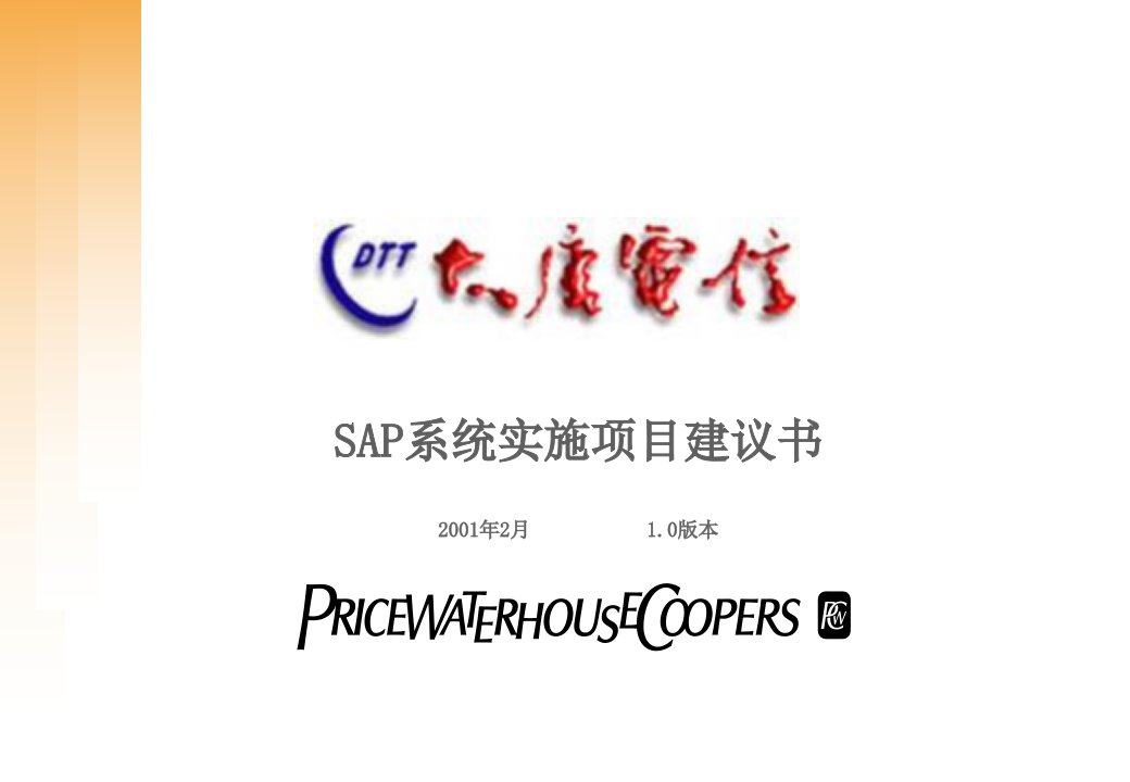 普华永道-SAP系统实施项目建议书