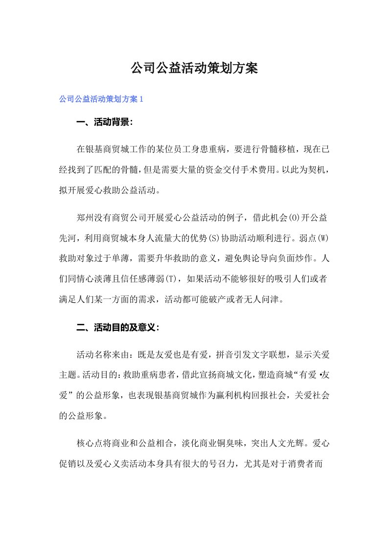 公司公益活动策划方案