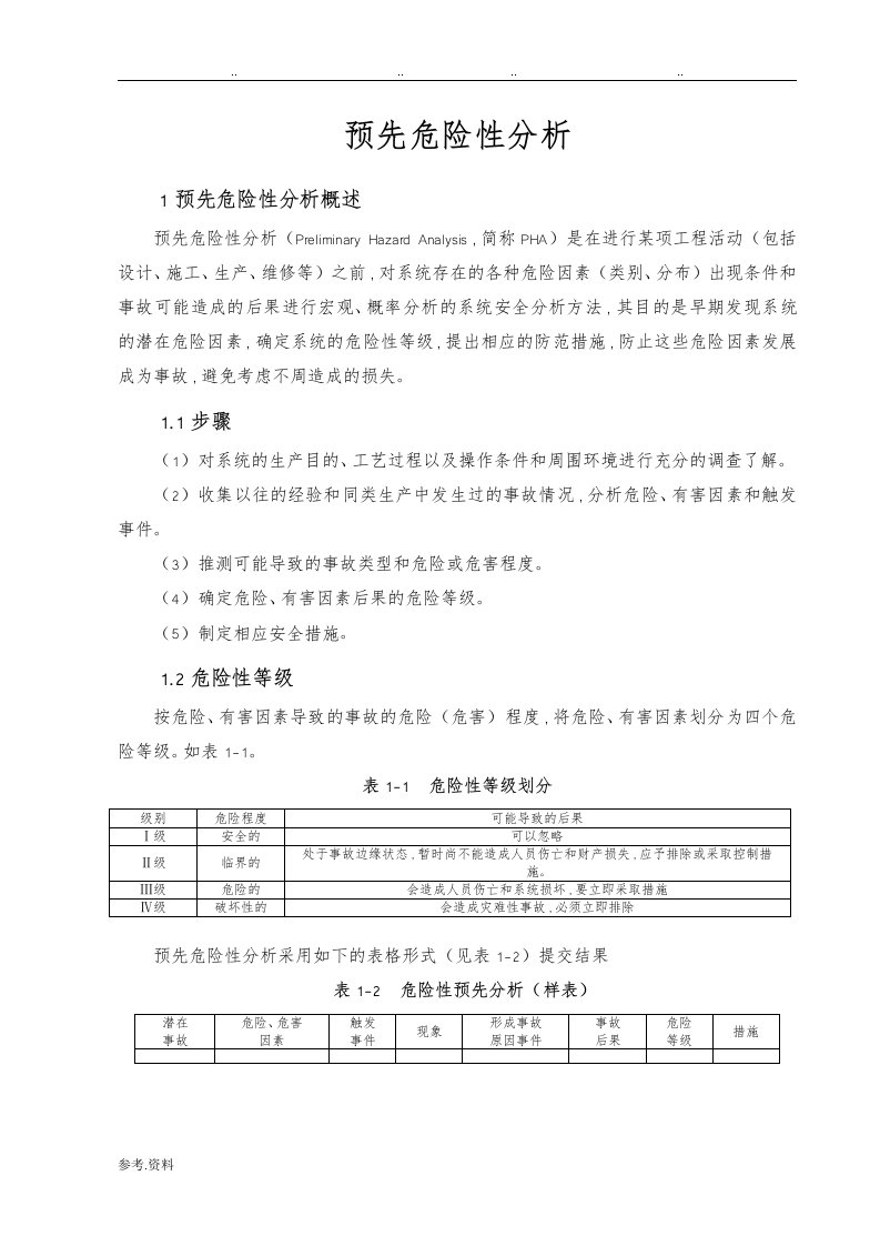 预先危险性分析方法